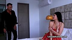 Busty latina teen humps pillow then gets real cock for hardcore play