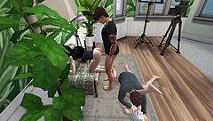 Group sex on floor and on chair with amateurs