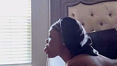 Ghetto girl licks and gags on big cock