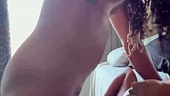 Ghetto girl licks and gags on big cock