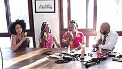 Black Couple Enters Porn in Sheer Red Outfits!