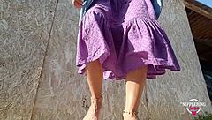 Nippleringlover Kinky Mother Playing With Pierced Pussy Extreme Pierced Nipples Outdoors, Flashing Tits And Boobs