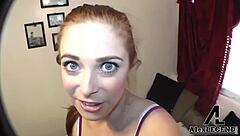 Sovereign Syre Performs Deepthroat Blowjob in Bisexual 3some with Brunette and Redhead
