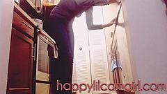 Tall Girl Ignores You While Cleaning Kitchen, Giantess Webcam Domination in Action