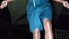 Amateur Athletic Brunette Explores Solo Workout Fantasy in Dorm with Uncle and Daddy Vibes, Looking Cute and Fit in USA Setting.