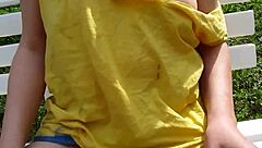 Why does Erika strip naked in the park, flashing her big tits as an exhibitionist wife?