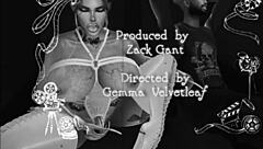 What happens in the outdoor screening room with a group of friends?