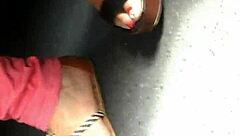 Mature Woman Displays Feet In Candid Wedges And Sandals During Everyday Hidden Footage