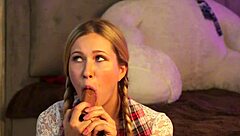 uh i mean this pretty lady picks out a toy for her uh spot down there