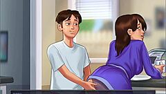 I just cummed deep inside my stepmother's shaved pussy