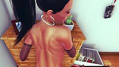 Kim's Big Ass and Tanned Tits Pound Hard in Doggystyle and Cowgirl Rough Creampie Fuck