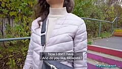 Public agent spots big tits Helina Dream for outdoor blowjob and POV riding!