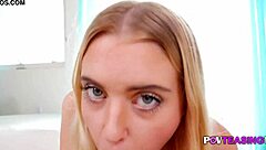 Blonde college cutie gives hardcore blowjob in POV style