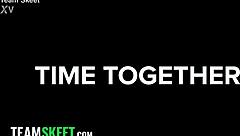 if he helps with christmas decorating, he grabs his stepsister's tits casually. baking cookies earns him a blowjob reward.