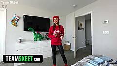 if he helps with christmas decorating, he grabs his stepsister's tits casually. baking cookies earns him a blowjob reward.