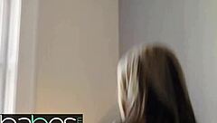 in a snowy car setting, cute european blonde babe Gina Gerson shares intimate moments with Dean Van Damme in babes style