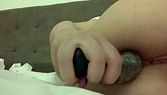 addicted to sex! white hot girl from california masturbates wildly on bed with dildo and vibrator till she squirts in real intense orgasm!