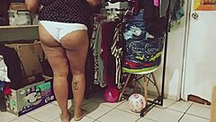 Curvy Mexican BBW Handles House Cleaning Duties While Her Chubby Figure Draws Attention