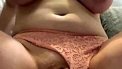 Overwhelmed By Lust As Amateur With Great Natural Pierced Tits Stuffs Panties In Wet Puffy Pussy For Intense Masturbation