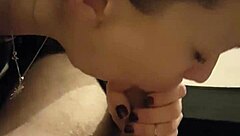 Hey, check out this babe giving a super blowjob with her tattooed body sucking deep