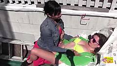 i can't believe this perfect brunette shoves a massive dildo into her wet tight pussy outdoors