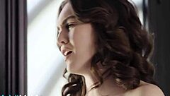 Slender brunette takes it in missionary then gets jizz on her trimmed bush