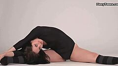 Inna akkorova as hottest russian flexible gymnast stretches legs and spreads in acrobatic poses