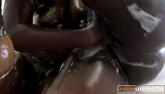 I watch chubby ebony amateurs lick and finger in steamy shower sex