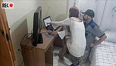 Novinha Sozinha Em Casa Recebe O Manutencista Tarado with Cum on Ass and Dirty Talk