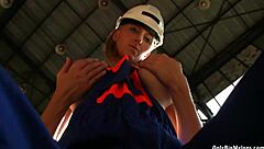 hey, check out shelby moon having fun with her big natural tits at work, ripping clothes off.