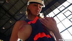 hey, check out shelby moon having fun with her big natural tits at work, ripping clothes off.