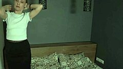 mature woman rita in pantyhose meets young man kenneth for intimate encounter. they share a creampie moment in missionary position.