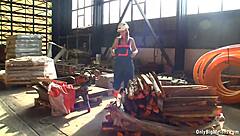 hey, check out shelby moon having fun with her big natural tits at work, ripping clothes off.