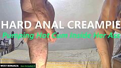 Oh yes, feel that hard anal creampie as I pump hot cum deep inside her tight ass during our homemade quickie!