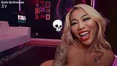 Victoria Liu gets dominated with deepthroat blowjob and doggystyle fucking leading to wet creampie reward