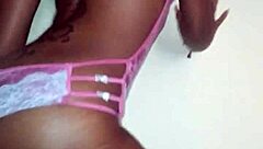 Lola performs a seductive ebony striptease dance, ripping clothes in petite solo undressing.