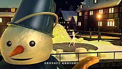 kagamine rin appears in the snowman project diva with a full nude mod modification