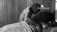 Malibu massage turns into a shaved pussy rubdown with my wife's thong panties sliding off during homemade fun