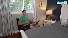 Oh man, this sexy milf housewife is masturbating during her Facetime meeting and then gets fucked hard.