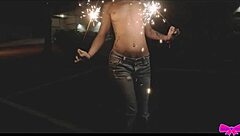 topless outdoors with honey gold and dakota marr flashing petite tits in public party fun!