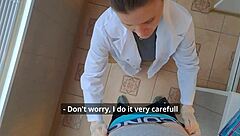Young Russian doctor performs blowjob during appointment in ASMR POV style