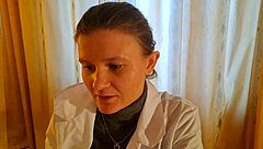 Young Russian doctor performs blowjob during appointment in ASMR POV style