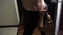 Brunette Blowjob And Doggystyle Fucking At The Mirror - Cum Inside!