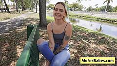 Hey petite blondie teen, ready to get seduced by that muscular bald dude near the lake? Joey White and JMac going at it hard.