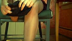 alt submissive gets clit paddling in bondage with heels and stockings