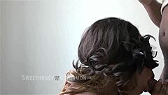 oh man i love givin this sensual blowjob to my ebony milf partner with those big tits until i cum all over her masked face...