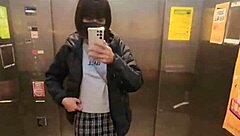 i adore shemale ting xuan's long legs in heels as she masturbates outdoors in the public hotel area