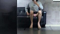 i adore shemale ting xuan's long legs in heels as she masturbates outdoors in the public hotel area