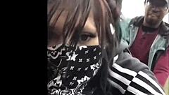 Masked Goth Emo Toy Bent Over And Creampied In Outdoor Public Interracial Fuck