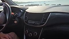 kontessa goes barefoot on the beach with driftwood, giving a handjob to that big canadian cock until cumshot